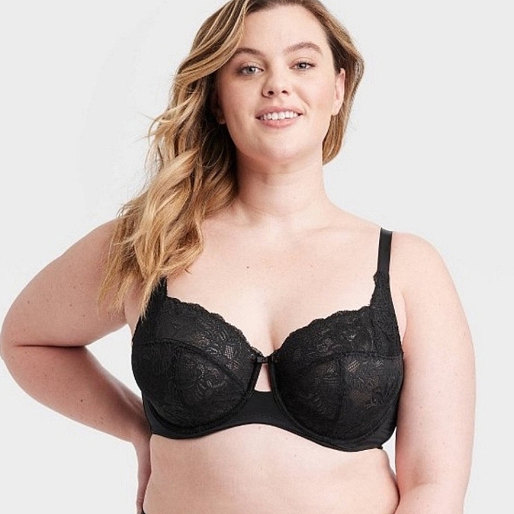 AUDEN Full Coverage Unlined Underwire Black Lace Bra 46C